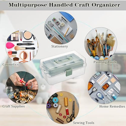 BTSKY Plastic Dividing Storage Box, Tackle Box with Adjustable Dividers - color: Clear+Green