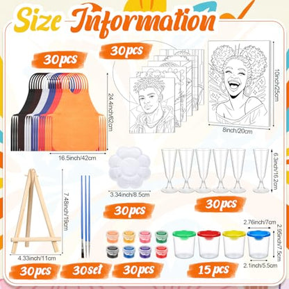 Sherr 285 Pcs 30 Sets Sip and Paint Kit for Adults,Portraits | Pre Drawn Canvas to Paint for Adults, Acrylic Paints, Brushes, Easels, Date Night, Birthday Party Gifts - style: Stylish African Figures