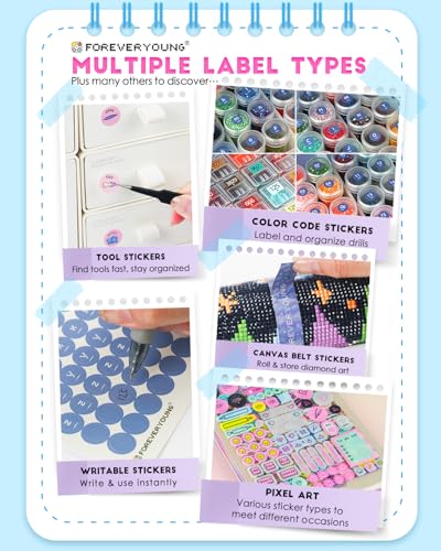 ForeverYoung Diamond Art Label Sticker Book, 72-Page, 8000+ Stickers | Diamond art label sticker book with 8000+ stickers and 72 pages. Helps organize diamond painting drills, colors and storage