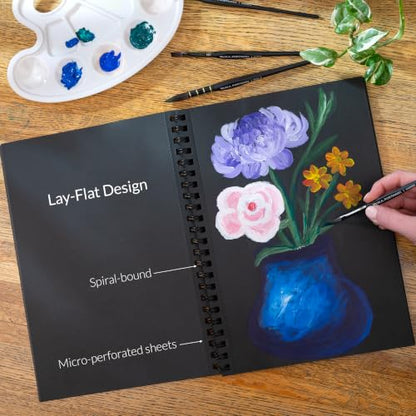 WA Portman Black Paper Sketchbook A4, 140 GSM 60 Pages Black Paper Notebook | Black Paper Spiral Notebook A4(8.3" X 11.7") Acid Free Heavy Weight 60 Pages (30 Sheets) Drawing Pad for Kids & Adults - size: A4 Single