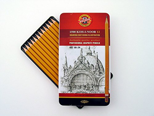 Koh-I-Noor Toison d'Or Graphite Pencil Artist Set, 8B-2H Degrees, 12 Pencils Per Tin, 1 Each (FA1502/11.12) - style: Artist Set in Tin