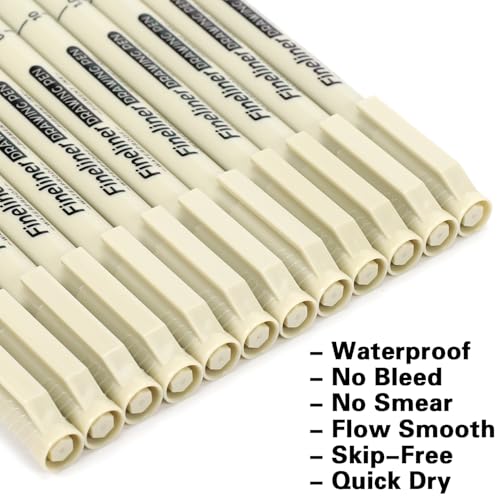 Micro Fineliner Black Drawing Pens,12 Waterproof Watercolor Painting Art Supplies Adults Anime Gifts Artist Fine Line Marker Archival Ink Micron Set Sketch Outline Manga Sketching Zentangle Teen Stuff