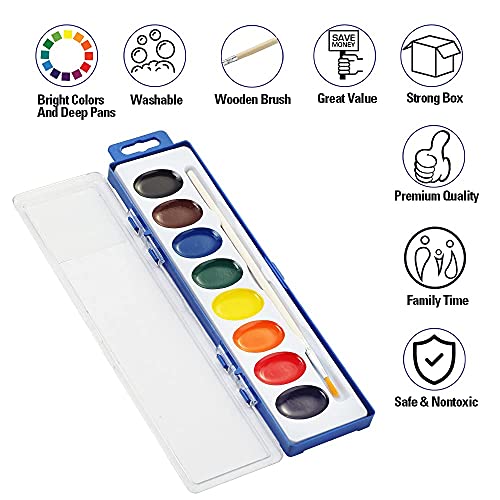 Ezzgol Watercolor Paint Sets, Bulk Pack of 24, 8 Colors