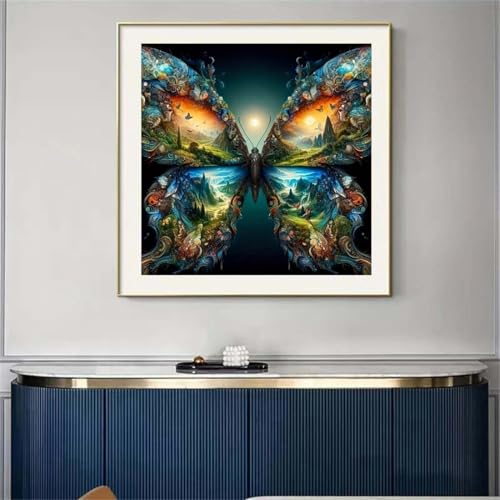 SHICERNHJ Butterfly Diamond Painting Kits for Adults,5D Landscape Diamond Art Kits,DIY Full Drill Diamond Painting Kits Arts and Crafts for Adults Home Wall Deco 14 x 14 Inch - color: SH139