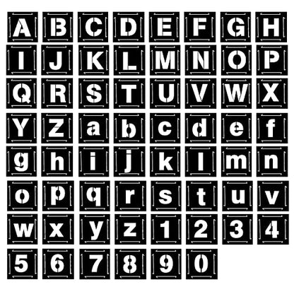 Eage 2 Inch Letter Stencils for Painting, 62 Pcs Reusable Plastic Letter Number Stencils, Interlocking Template Kit for Painting on Wood, Wall, Fabric, Rock, Chalkboard, Signage