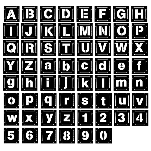 Eage 6 Inch Letter Stencils for Painting, 62 Pcs Reusable Plastic Letter Number Stencils, Interlocking Template Kit for Painting on Wood, Wall, Fabric, Rock, Chalkboard, Signage