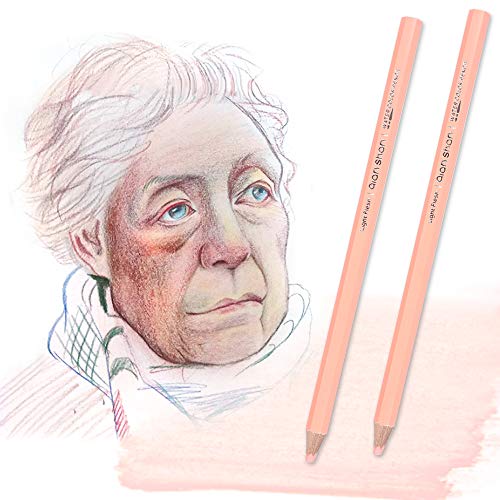 qianshan 2Pcs Flesh Light Color Watercolor Pencils Skin Tone Lead Core Pencil for Portrait Comic Adult Coloring Books Artist Coloring Drawing Sketching Blending - color: 2 skin