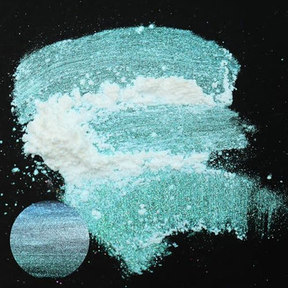 Matio Chameleon Mica Powder, 1.06oz/ 30g Ocean Heart White Chrome Powder | Pearlescent Effect Color Shift Pigment for Resin Craft, Soap Candle Dye, Nail Art,Bath Bomb, Paint, Slime Pigment - color: W-Ocean Heart