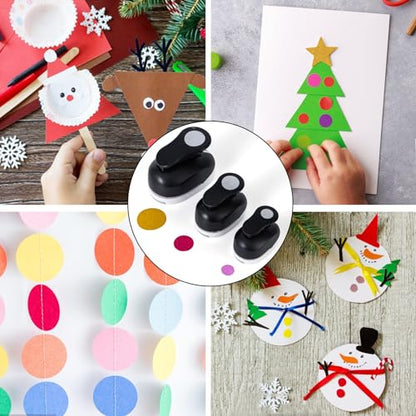 Circle Punch for Paper Crafts 3 Pack, Paper Punches for Crafting 1.5inch 1inch 0.6inch, Round Shapes Circle Hole Puncher for Crafts Scrapbooking,Black