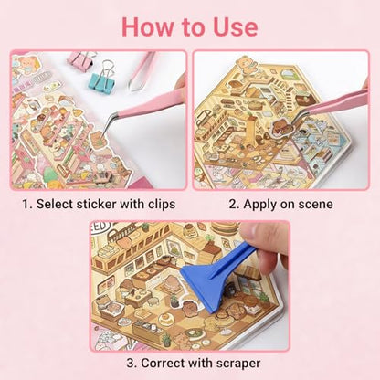 11-in-1 Sticker Craft Studio, Ultimate DIY Miniature Diorama Kit with Tweezers & Accessories - color: Professional Kit | 11-piece Set, 86 Pages