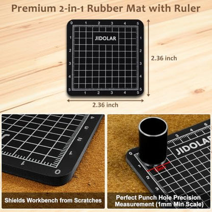 Leather Circle Cutter Tool Set, 11 Pieces Circle Punch Tools 10 12 15 20 25 30 35 40 45 50 55mm, High Carbon Steel Round Cutting Dies - Leather Hole Punch Tool Kit for DIY Leathercrafts - size: 11 Sizes
