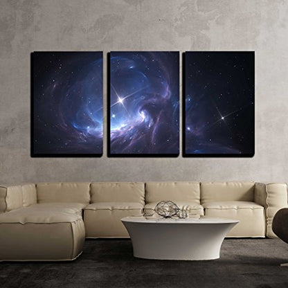 wall26 - 3 Piece Canvas Wall Art - Space Nebula. Cloud of Gas and Dust Blocks The Light of Distant Stars. - Modern Home Art Stretched and Framed Ready to Hang - 16"x24"x3 Panels - color: Artwork - 18, size: 24" x 16" x 3 Panels