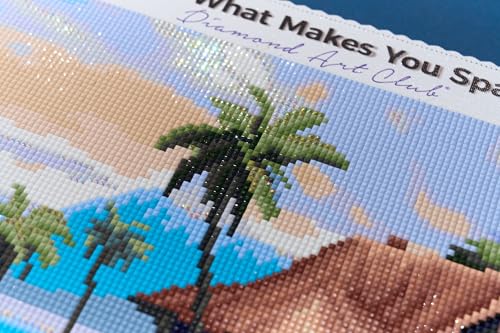 DIAMOND ART CLUB Beach Bungalow Diamond Art Kits for Adults | Premium Diamond Painting Kit, Fun DIY Crafts for Adults, Square Diamond Art Canvas, 13.3" x 9.8" (33.9 x 24.9 cm) - color: Beach Bungalow
