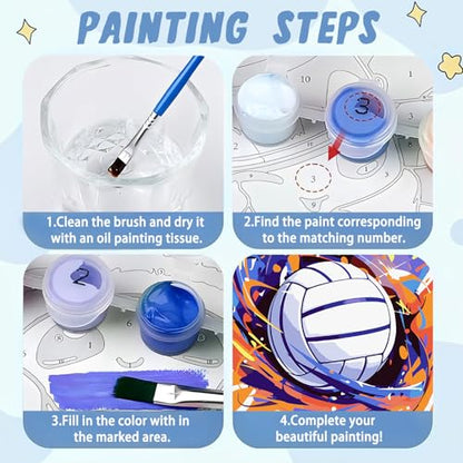 XTCIXAL Paint by Numbers Kit for Kids, Volleyball, 8X8 inch - color: 05-Volleyball