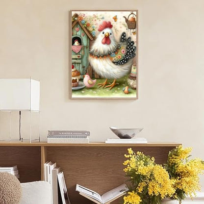 RYMILIE Chicken Diamond Art Kits for Adults Diamond Painting Kit 12x16in - color: DP03886