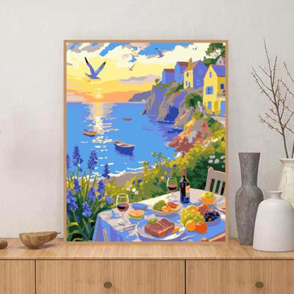 ZRIZQ Landscape Paint by Numbers Kit for Adults Beginner,Cityscape,16x20 | Full set with rich paints,wooden brushes,rolled canvas.Calming activity.Beginner friendly.Just open and paint. - color: 16"X20"Rolled Canvas(Frameless)-Landscape 20