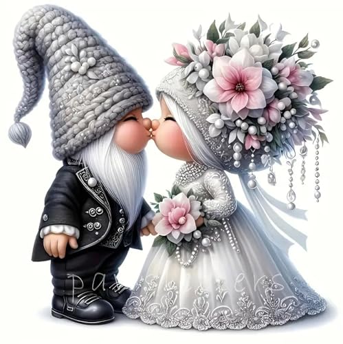 PKLZQSH 5D Couple Diamond Painting Kits for Adults, Wedding Couple Diamond Art Kits for Adults Beginner, DIY Diamonds Gem Painting for Home Decor 12X12inch - color: 25-07 Wedding Couple