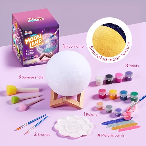 Klever Kits DIY 3D Moon Night Light, Paint Your Own Moon Lamp Kit Galaxy Lamp Arts and Crafts Kit, School Activities, Birthday Gifts for Kids Girls Boys - style: Moon