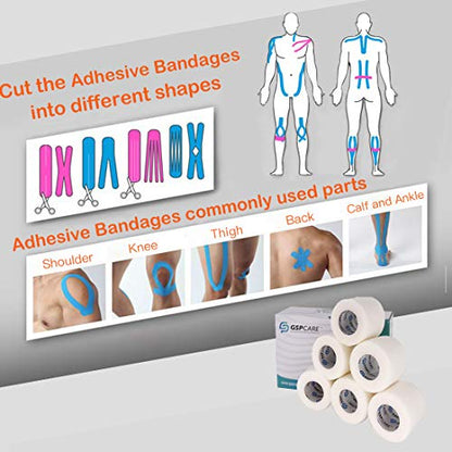Self Adherent Cohesive Bandages Wrap 24 Count 2" x 5 Yards, Medical Tape, Adhesive Flexible Breathable First Aid Non Woven Rolls, Stretch Athletic, Ankle Sprains & Swelling, Sports - color: White, size: 24 Count (Pack of 1)