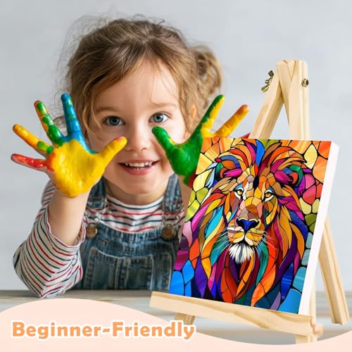 4 Pack Paint by Numbers Kit for Kids Easy Kid Paint by Number Kits Ages 8-12 Animal DIY Painting Kits for Kids Age 4-8 Beginner Paint by Number Canvas with Frame Children Color by Numbers Kit 8x8 Inch - color: Animal Paint by Numbers Kit for Kids