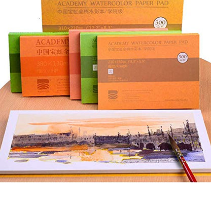 BAOHONG Watercolor Paper Block, 100% Cotton, Acid-Free, 140LB/300GSM, Hot Press Surface, 20 Sheets (Hot Press 4.9" x7") - size: Hot Press 4.9"x7“