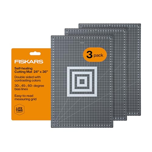 Fiskars 24" x 36" Self Healing Cutting Mat for Quilting & Sewing, 3-Pack - color: Gray, size: 24"L x 36"W Pack of 3