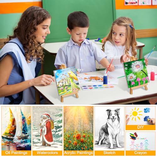 32 Pack Mini Canvas with Easel for Painting Wood,2.4 X 2.4 Inch | Stretched Canvas Panels with Wood Tabletop Easels, Art Supplies for Classroom Crafts Birthday Paint Party Favors Projects - size: 4 x 4 Inch
