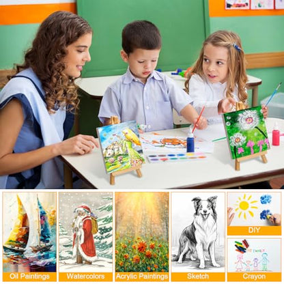 32 Pack Mini Canvas with Easel for Painting Wood,2.4 X 2.4 Inch | Stretched Canvas Panels with Wood Tabletop Easels, Art Supplies for Classroom Crafts Birthday Paint Party Favors Projects - size: 4 x 4 Inch