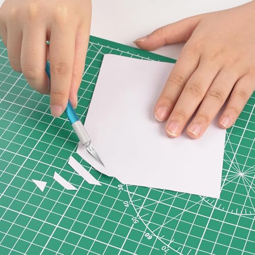 DIYSELF 1 Pcs Craft Knife Hobby Knife with 11 Pcs Stainless Steel Blades Kit and Cutting Mat 6in×8in