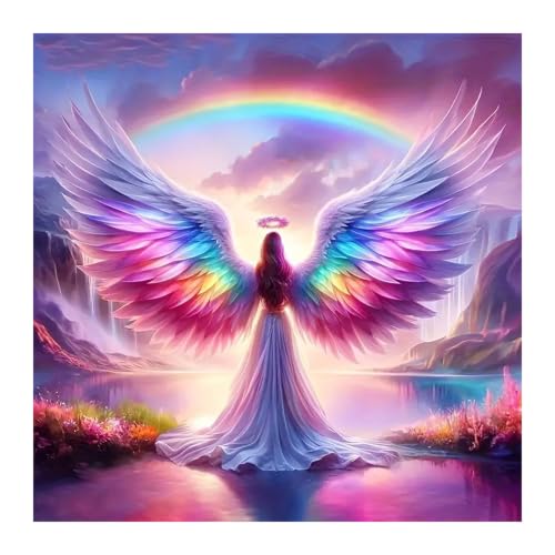 SJUTOUCI Rainbow Angel Diamond Art Kit for Adults, Diamond Painting Kit | Angel Gem Art, Bead Art, Diamond Dots Craft, Round Full Drill, Home Decor, DIY Gift, 12x12 inch