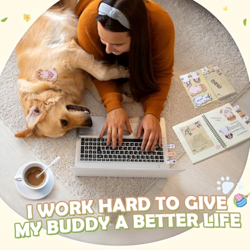 Hommie Cute Sticky Notes, Dog Sticky Notes Set Planner Dividers Self-Stick Notes Pads Animal Divider Tabs Bundle Writing Memo for Dog Lovers Office School Supplies - color: Dog(yellow Background)