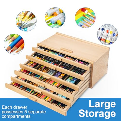 Falling in Art Wooden Pastel Storage Box With 6 Removable Drawers - size: 6-Drawer