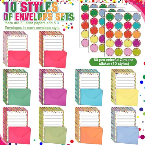 TaoBary 160 Pcs Polka Dot Stationery Paper and Envelopes Set, 5.5 x 8.25'' - size: 5.5 x 8.25 Inch, style: Dot