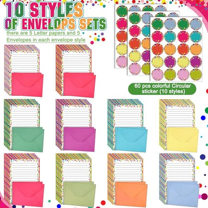 TaoBary 160 Pcs Polka Dot Stationery Paper and Envelopes Set, 5.5 x 8.25'' - size: 5.5 x 8.25 Inch, style: Dot