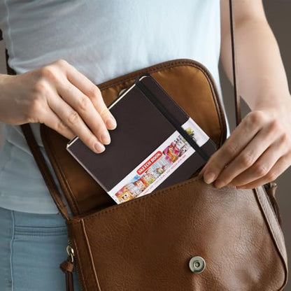 5x5 Pocket Sketch Book,80gsm Hardcover Art Sketchbook for Drawing Journal - color: PU Cover-5x5in-Dark Brown