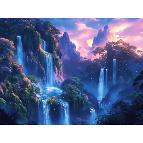 Camocin Diamond Art Kits for Adults Waterfall, 5D Landscape Diamond Painting Kits for Adults Beginners, DIY Waterfall Full Round Dots Drill Gem Art Kit for Home Wall Decor 12 x 16 Inch - color: LBDP1P12