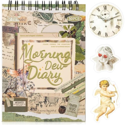 Uideyvi Morning Series Sticker Scrapbooking Supplies for Junk Journal, 25 Sheets Washi Stickers and 25 Sheets PET Stickers(TZ-010-002) - color: Morning Series