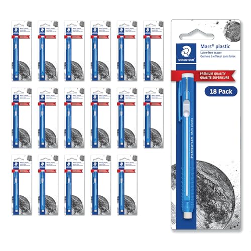 STAEDTLER Mars Plastic Eraser Refills - 18 Pack | Latex-Free Erasers, Replacements for Refillable Holder, Home, School & Office, Blue - style: 18 Pack - Eraser Pen