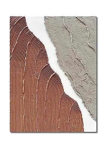 Limiyer Art Hand painted Modern Abstract Art Oil painting White and brown Thick texture canvas Art Oil painting Living Room Bedroom Office Wall Art Deco 40x28 inches - color: YI022