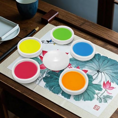 2 Pack Ceramic Watercolor Painting Palette,5 Layers Stackable Watercolor Mixing Trays Set for Watercolor, Gouache, Acrylic, Art Students & Professionals