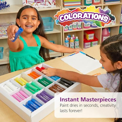 Colorations Tempera Paint Sticks, 144 Pcs, 12 Colors, Non-Toxic, Mess-Free Art Supplies for Kids, Bulk Set for the Classroom - style: Rainbow, 144 PK