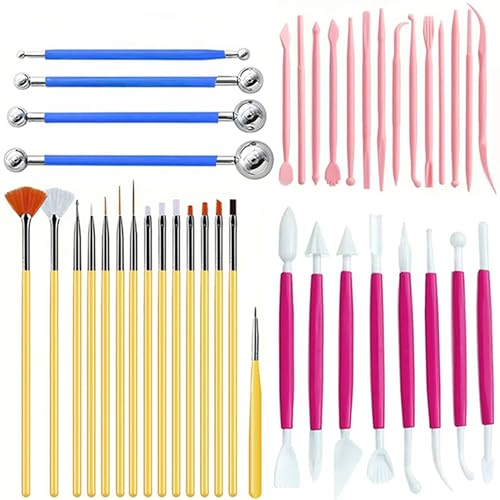 41Pcs Clay Sculpting Set, Polymer Clay Kit with Ball Stylus Pens, Silicone Sculpting Brushes, Plastic Modeling Tools & Art Brushes, Professional Pottery & Manicure Tools for Clay, Ceramic - color: 41Pcs