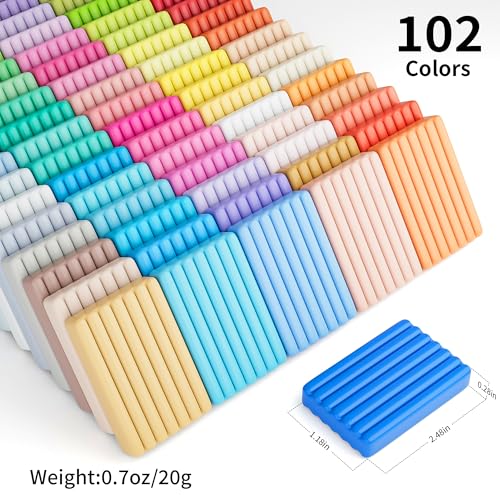 Aestd-ST Polymer Clay 102 Colors, Oven Bake Modeling Clay for Kids | Easy to Shape, Non-Sticky, Colorful, Portable Storage Box, 20 Sculpting Tools, Accessories, DIY Starter Kit for Kids & Adults - color: 102 Colors