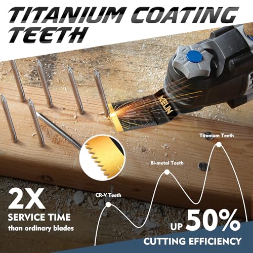 KELIN 116pcs Titanium Oscillating Tool Blades, Universal Multitool Blades - size: 116 PCS