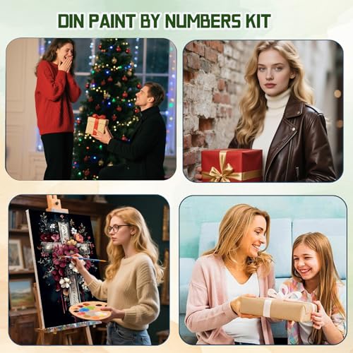 ICYANART Paint by Numbers Kit for Adults Beginner Cross Number Painting | Cross Paint by Number for Adults Beginners, Acrylic Religion Painting by Numbers, Religion Paint by Numbers 16x20 In - color: Cross