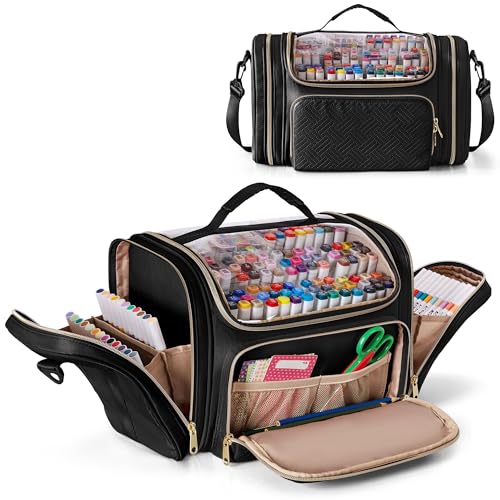 Rexmica Marker Organizer Case Storage Bag for 180-300 Markers, Black - color: Black