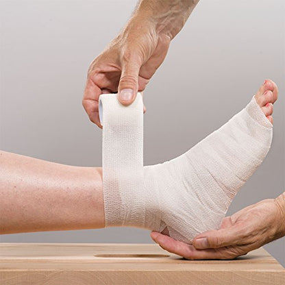 RISEN Cohesive Bandage 2” x 5 Yards, 6 Rolls, Self Adherent Wrap Medical Tape, Adhesive Flexible Breathable First Aid Gauze Ideal for Stretch Athletic - color: White, size: 6 Count (Pack of 1)