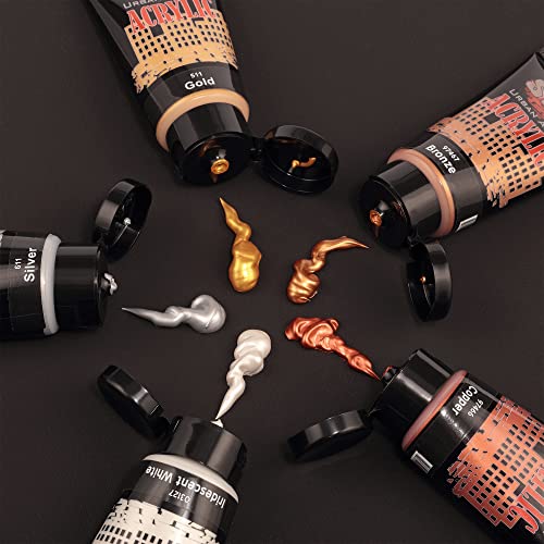 Soho Urban Artist Heavy Body Acrylic Paint - Set of 5-75mL - Metallic - Thick, Rich Color, Excellent Coverage, Professional Quality - Artists Acrylic Paint