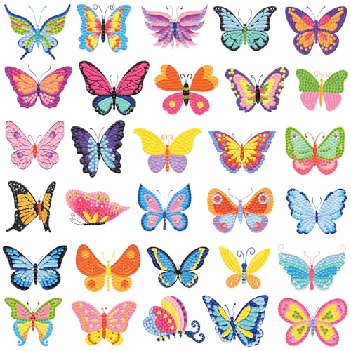 Labeol Diamond Art Kits for Kids Boys and Girls Ages 6-8-10-12 Easy to DIY Creative Diamond Art Sticker Craft by Numbers Kits for Kids and Adult Beginners (Butterfly) - style: butterfly