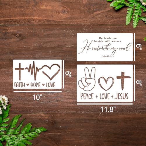 Christian Stencils for Crafts Reusable Inspirational Stencils | Bible Stencils for Canvas Bag Faith Motivational Stencil for Wood Sign Fabrics DIY Crafts Decor - style: Christian